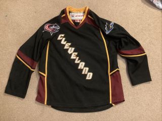 Cleveland Lake Erie Monsters Ahl Ccm Hockey Jersey Youth Large L Xl Blue Jackets