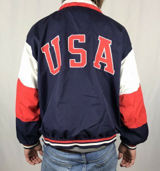 Vintage American Flag Usa Olympics Size Medium Windbreaker Track Jacket Full Zip