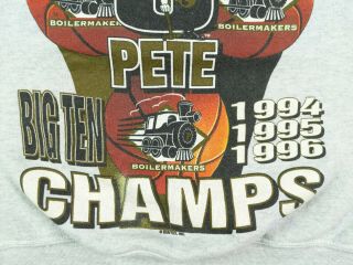 VTG 90s Purdue Boilermakers 3 Pete Big Ten Champs Sweatshirt Size M Grey 3