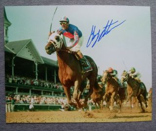 1995 Kentucky Derby 121st Gary Stevens Autograph 8x10 Action Photo Thunder Gulch