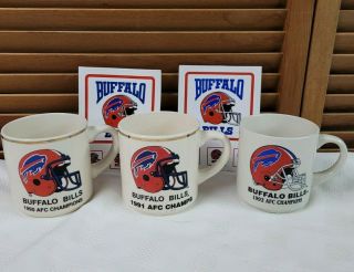 Vintage Nfl Buffalo Bills 1990 1991 1992 Afc Champions Coffee Mugs