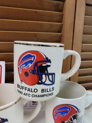 Vintage NFL Buffalo Bills 1990 1991 1992 AFC Champions Coffee Mugs 2