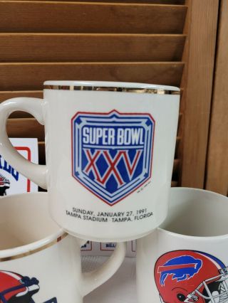 Vintage NFL Buffalo Bills 1990 1991 1992 AFC Champions Coffee Mugs 3