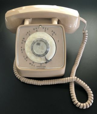 Vintage Gte Automatic Electric Beige Rotary Dial Desk Phone