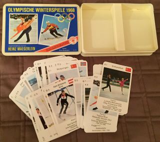 1968 Grenoble Olympic Playing Cards / 32 Cards With Photos Of Athletes / France