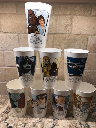 Complete Set Of 8 Limited Edition 1977 Vintage Star Wars Coca Cola Promo Cups