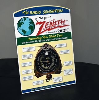 Zenith Robot Dial Long Distance Radio Stand - Up Ad Sign