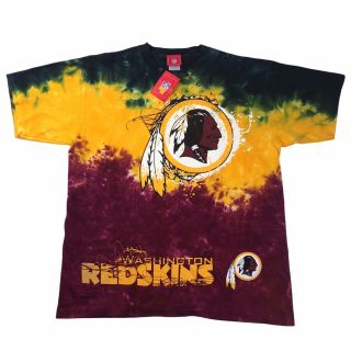 Vtg 90s Washington Redskins Football T Shirt Tie Dye Single Stitch Made In Usa L