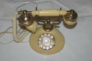A Vintage French Victorian Style Rotary Dial Telephone Cream Brass