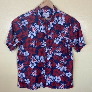 Tellum & Chop Arizona Wildcats Hawaiian Button Shirt Mens Xl Blue Red U Of A