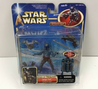 Star Wars Attack Of The Clones Jango Fett W/ Electronic Jetpack & Snap - On Armor