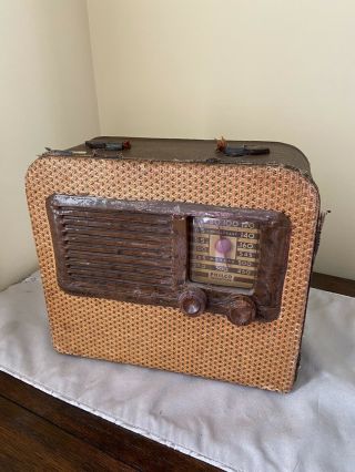 Vintage 1940’s Philco Transitone Portable Tube Am Radio Model Pt87