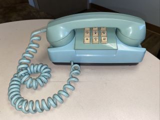 Vintage Gte Ae Push Button Telephone Aqua Blue.