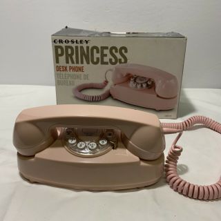 Crosley Pink Princess Desk Phone W/box Rotary Push Button Style