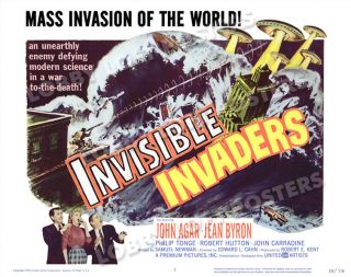 Invisible Invaders Lobby Title Card Poster 1959 John Agar Jean Byron