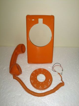 Vintage Orange Stromberg Carlson Wall Phone Cover,  Dial,  Handset And Cord,  Nos