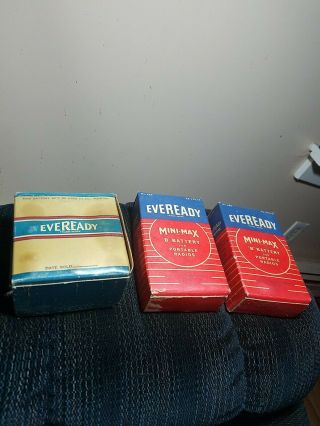 3 Vintage Eveready Mini - Max 45 Volt " B " Battery For Portable Type Receiver Radio