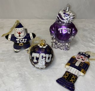 Tcu Horned Frogs College Football Set Of 4 Ornaments