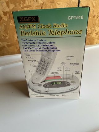 Vintage GPX AM/FM Digital Dual Alarm Clock Radio W/ Telephone,  Light GPT510 - (E1) 2