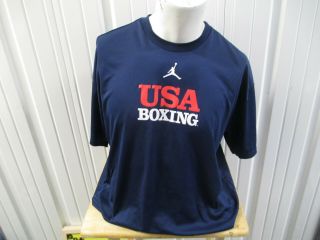 Vintage Nike X Jordan Usa Boxing Team Logo Xl Dri - Fit Blue Shirt Boxing