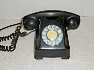 Antique Kellogg Black Bakelite Rotary Dial Telephone 1000 Series Red Bar