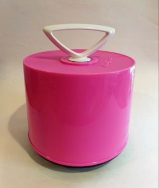 Vintage 7 " Singles Record Holder Tote Carry Case Disk - Go - Case Pink Plastic 1970s