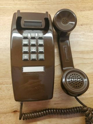 Premier 2554 Wall - Mount Telephone Tone Dial Brown Vintage