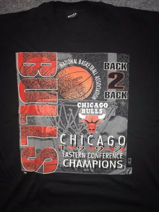 Vtg Chicago Bulls 1992 Nba Back 2 Back World Champions T - Shirt Black Xl Freeship