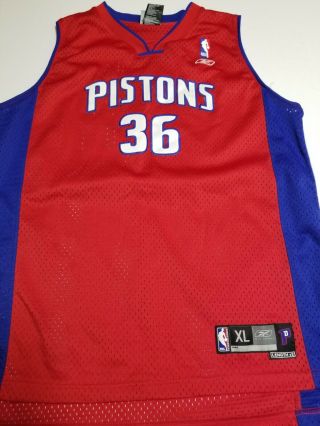 Vintage Detroit Pistons Rasheed Wallace Reebok Red Jersey Youth Xl Nba 36