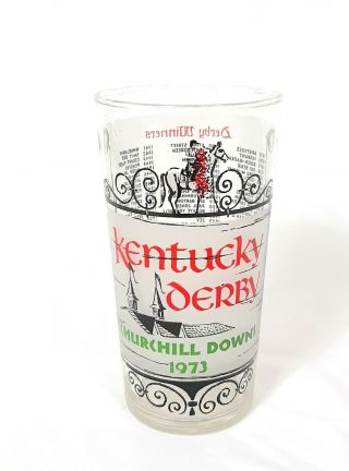 1973 Kentucky Derby Souvenir Glass Secretariat Triple Crown Year Churchill Downs