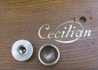 Antique Montgomery Ward Cecilian Phonograph Lid Metal Needle Cups Stock Part C