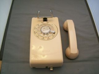 Vintage Tan Wall Mount Western Electric Dial Telephone