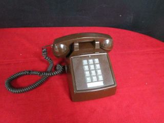 Vintage Premier 2500 Brown Desk Office Telephone Push Button Dial Corded