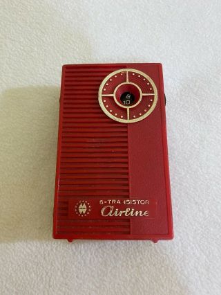 Vintage Montgomery Wards 6 Transistor Red Airline Radio -