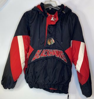 90s Chicago Blackhawks Starter Nhl Center Ice Hockey Pullover Jacket Coat Sz M