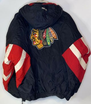 90s CHICAGO BLACKHAWKS Starter NHL Center Ice HOCKEY Pullover JACKET COAT Sz M 2