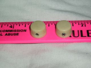 2 Small Ivory Plastic Knobs - For 1/4 Inch Shaft Or 1/4 Inch Half Shaft