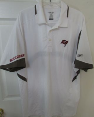 Nfl Tampa Bay Buccaneers Golf Polo Shirt By Reebok Xl Euc White