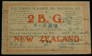 1926 Radio Qsl Card - 2 B.  G.  - Hataitai,  Zealand - Ham Radio