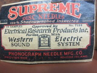 Rare Supreme Disk Needles For Use With Western Electric Sound System