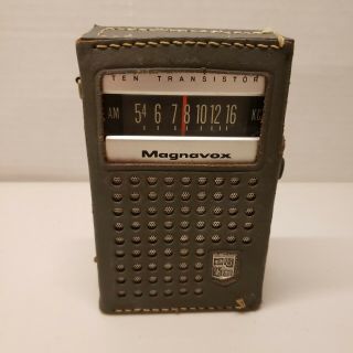 Vintage Magnavox Ten Transistor Am Radio With Case - Not