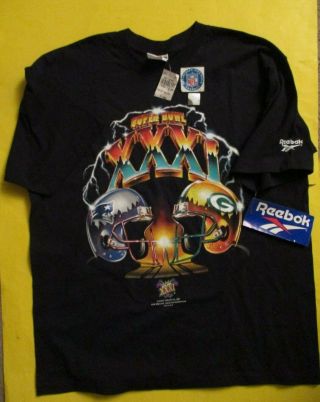 Vtg Bowl Xxxi 31 Green Bay Packers Vs England Patriots T - Shirt Xl Nwt