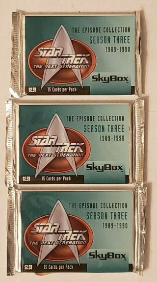 Star Trek The Next Generation Season 3 Trading Cards 3 Packs