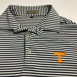 Peter Millar Tennessee Volunteers Mens Navy White Striped Ss Polo Shirt Sz M