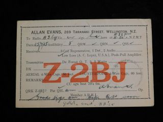1925 Radio Qsl Card - Z - 2bj - Wellington,  Zealand - Ham Radio