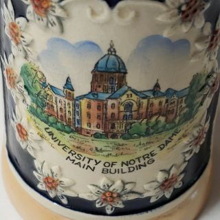 Vintage University Of Notre Dame Ceramic Pewter German Beer Stein Fighting Irish