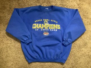 Vintage St Louis Rams Bowl 34 Champions Crewneck Sweatshirt Men’s Size Xl