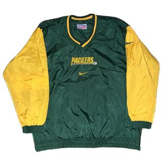 Green Bay Packers Vintage Nike Nfl Reversible Windbreaker Jacket Mens Size Xl