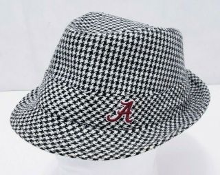 Ua University Of Alabama Bear Bryant Style Fedora Hat Black & White Mens L / Xl