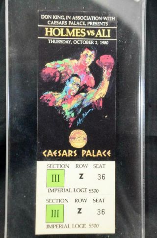1980 Holmes Vs Ali Caesars Palace Boxing Full Event Ticket In Case